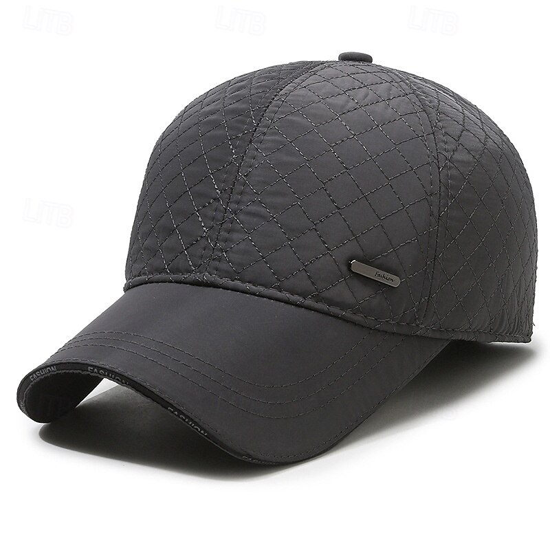 Men's Winter Hats Winter Warm Cap Winter Baseball Cap with Ear Flaps Winter Baseball Cap Black Dark Navy Polyester Adjustable Fashion Modern Contemporary Daily Wear Festival Solid / Plain Color2