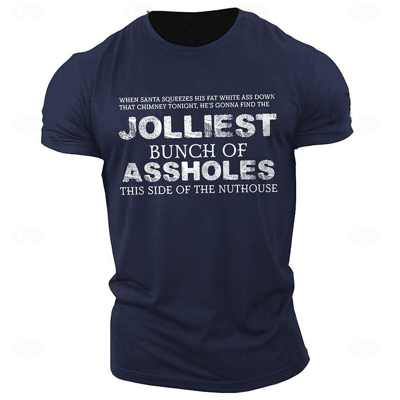 Men's Funny Christmas T-Shirt: 'Jolliest Bunch of Assholes' Holiday Graphic Tee3