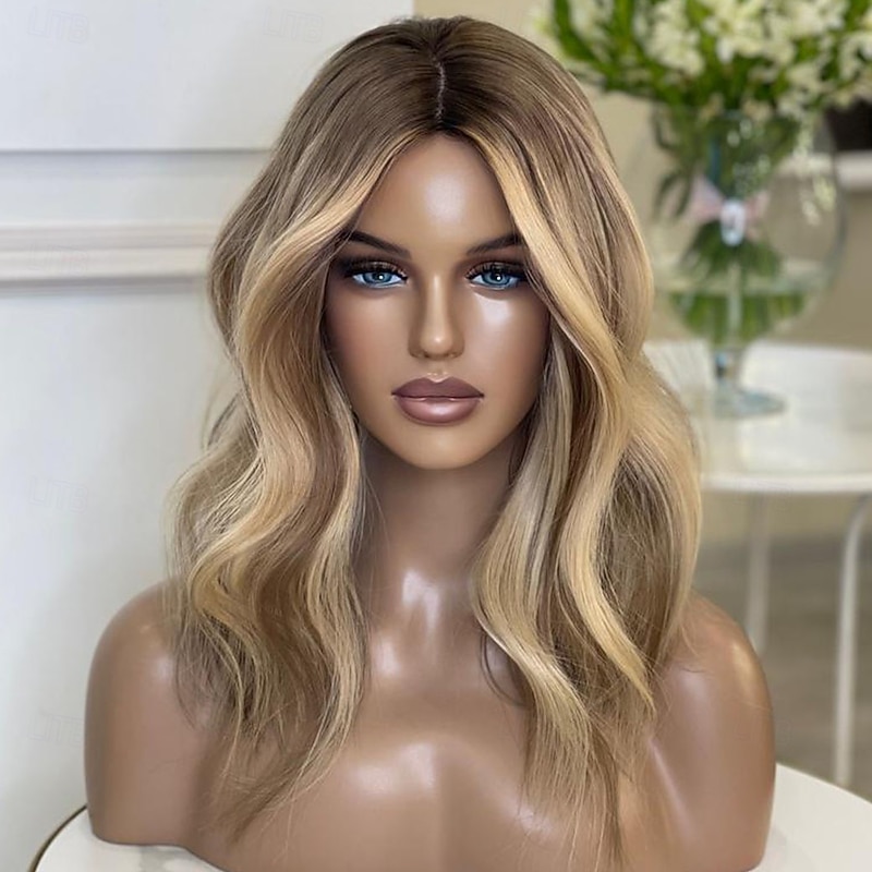 Remy Human Hair 5x5 Closure 13x4 Lace Front Wig Free Part Peruvian Hair Wavy Multi-color Wig 130% 150% Density Ombre Hair Highlighted / Balayage Hair Natural Hairline Glueless For Women Long Human3