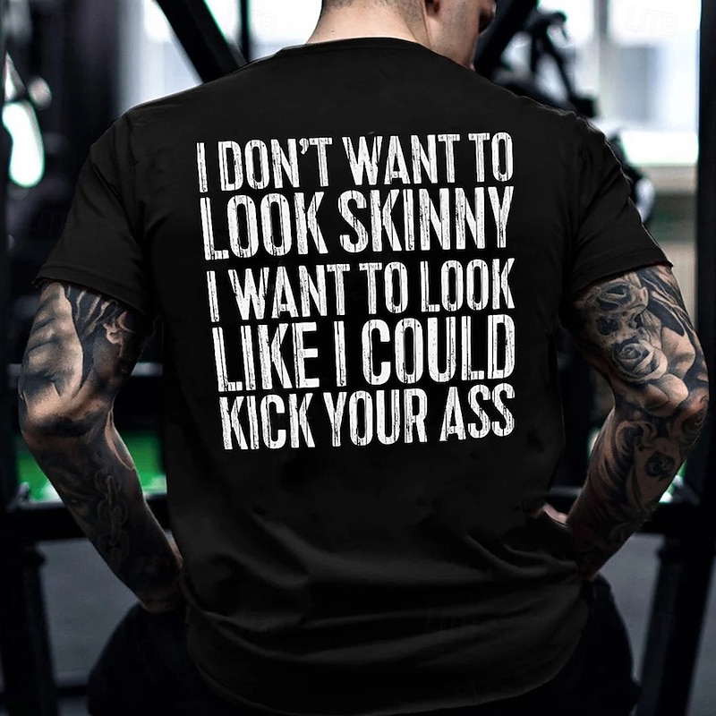 Men's Text Sports and Outdoors T Shirt Short Sleeve T shirt 3D Print Crew Neck Shirt Sports Outdoor Street Gym Black White Green Summer Spring Clothing Apparel S M L XL XXL XXXL