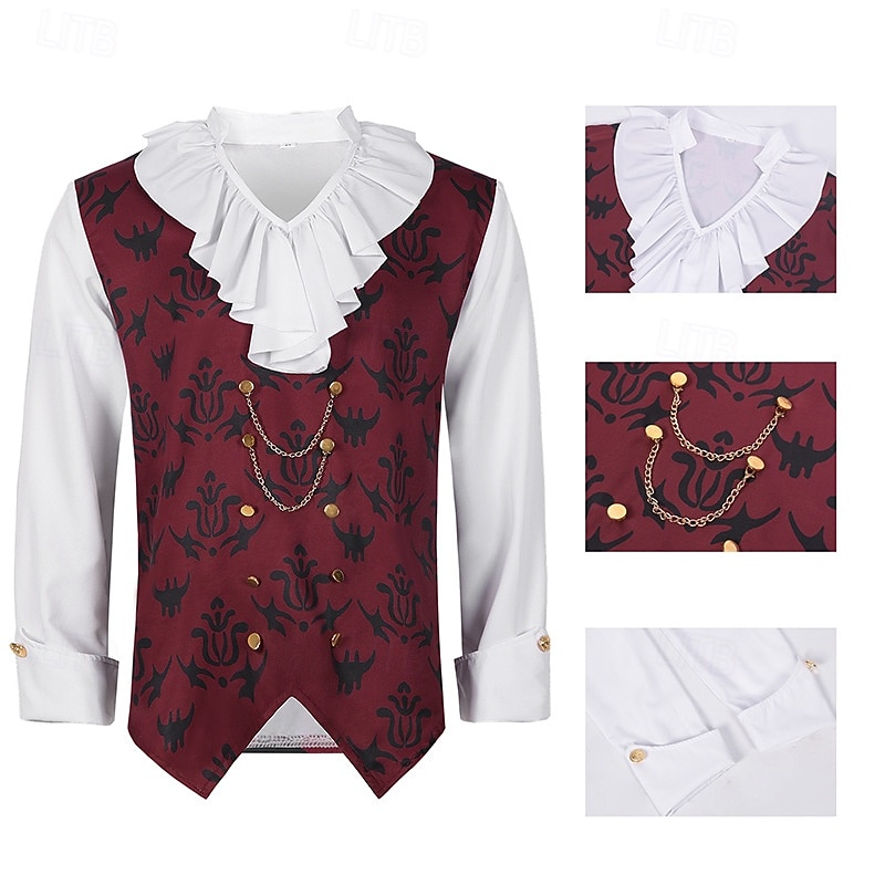 Victorian Medieval Renaissance Cosplay Costume Masquerade Shirt Prince Vampire Flounced Fancy Dress Men's Fantasy Royal Steampunk Halloween Carnival Masquerade Event / Party Adults' Shirt Spring2