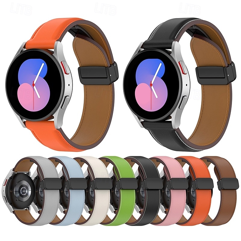 Watch Band for Samsung Galaxy Watch 6 40/44mm Watch 6 Classic 43/47mm PU Leather Replacement  Strap Adjustable Solo Loop Wristband