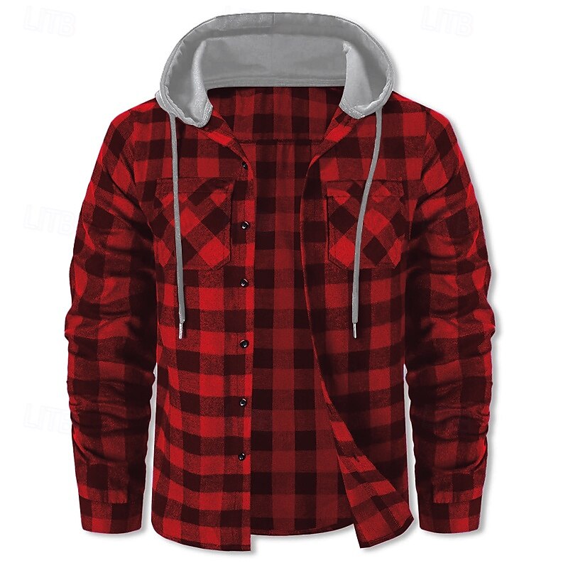 Men's Shirt Flannel Shirt Overshirt Plaid Outdoor Street Yellow Red Blue Purple Long Sleeve Winter Spring &  Fall Clothing Apparel3