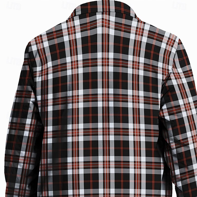 Men's Plaid Fleece Shirt Shirt Jacket Overshirt Long Sleeve Vintage Casual Outdoor Street Daily Wear Fall & Winter Turndown Collared Shirts Buttons 3D Print 2 Pockets Red Blue3