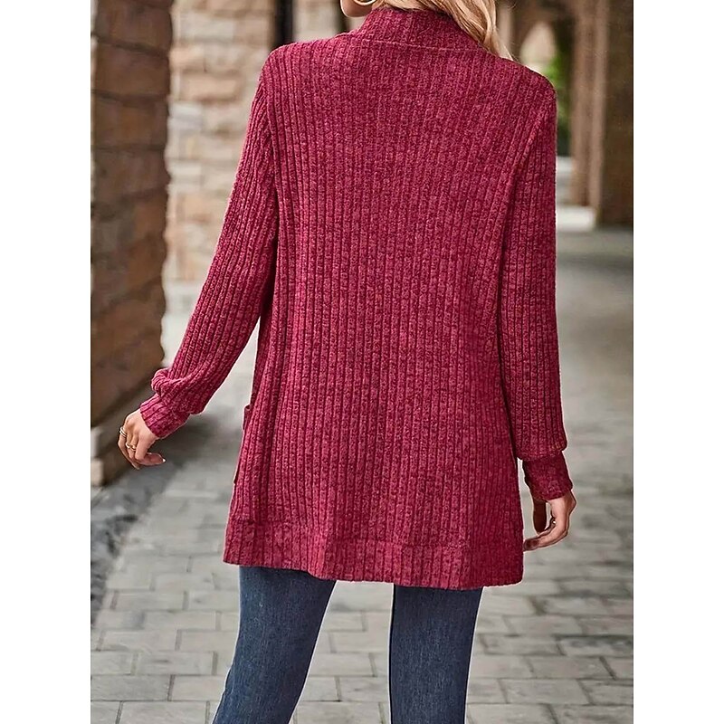 Women's Dressy Dusters Dressy Jackets Casual Jacket Outdoor Dailywear Fall Winter Regular Coat Regular Fit Windproof Warm Comfortable Breathable Fashion Jacket Long Sleeve Solid Color Pocket Knitting3