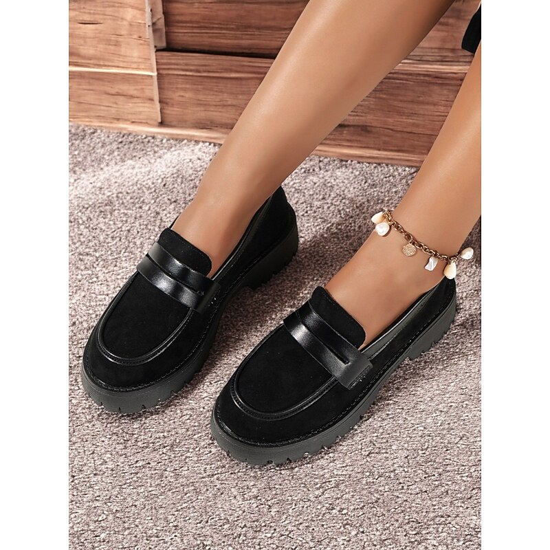 Women's Leopard Print Chunky Loafers - Suede Slip-On Shoes with Rugged Sole, Perfect for Casual and Streetwear Styles 11