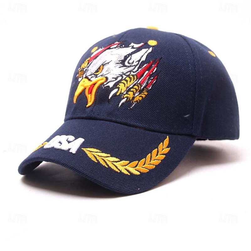 Men's Baseball Cap Sun Hat Trucker Hat Black Dark Navy 100% Polyester Embroidery Adjustable Fashion Daily Wear Festival Pattern Eagle Casual / Daily3