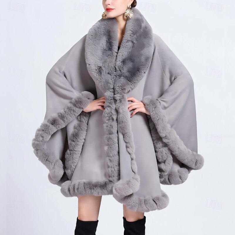 Faux Fur Wraps Elegant Cute Ladies Long Sleeve Rabbit Fur Wedding Wraps With Pure Color For Formal Spring3