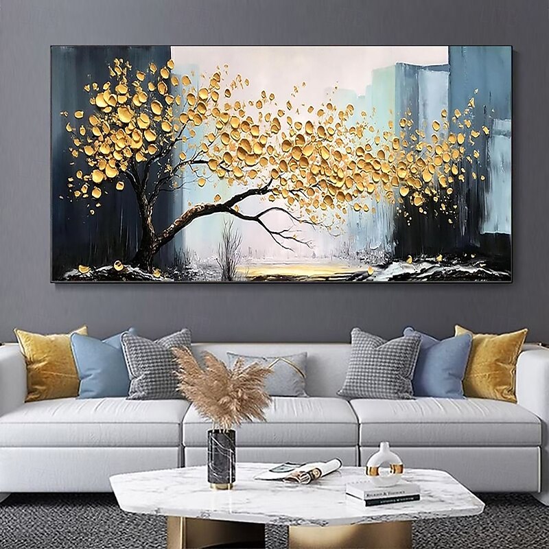 Handmade Oil Painting Canvas Wall Art Decoration Modern Abstract 3D Thick Oil Gold Money Tree for Living Room Home Decor Rolled Frameless Unstretched Painting2