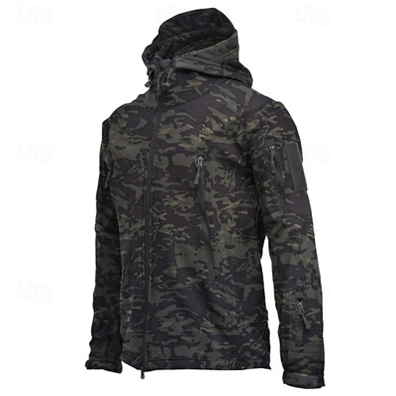 Men's Hoodie Jacket Hiking Fleece Jacket Winter Outdoor Patchwork Windproof Soft Comfortable Warm Fleece Jackets Full Zip Camping / Hiking / Caving Traveling Winter Sports Light Yellow Dark Grey2