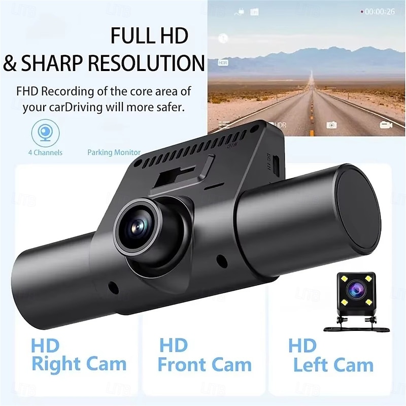 Dash Cam 4Channel 1080P Driving Recorder HD1080P Front Inside Rear View Infrared Night Vision Car Charge Reversing Camera2
