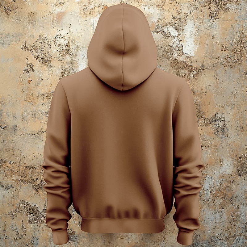 Men's Wolf Hoodies Fashion Daily Long Sleeve Crew Neck Holiday Going out Streetwear Brown Drawstring Fall Winter Designer2