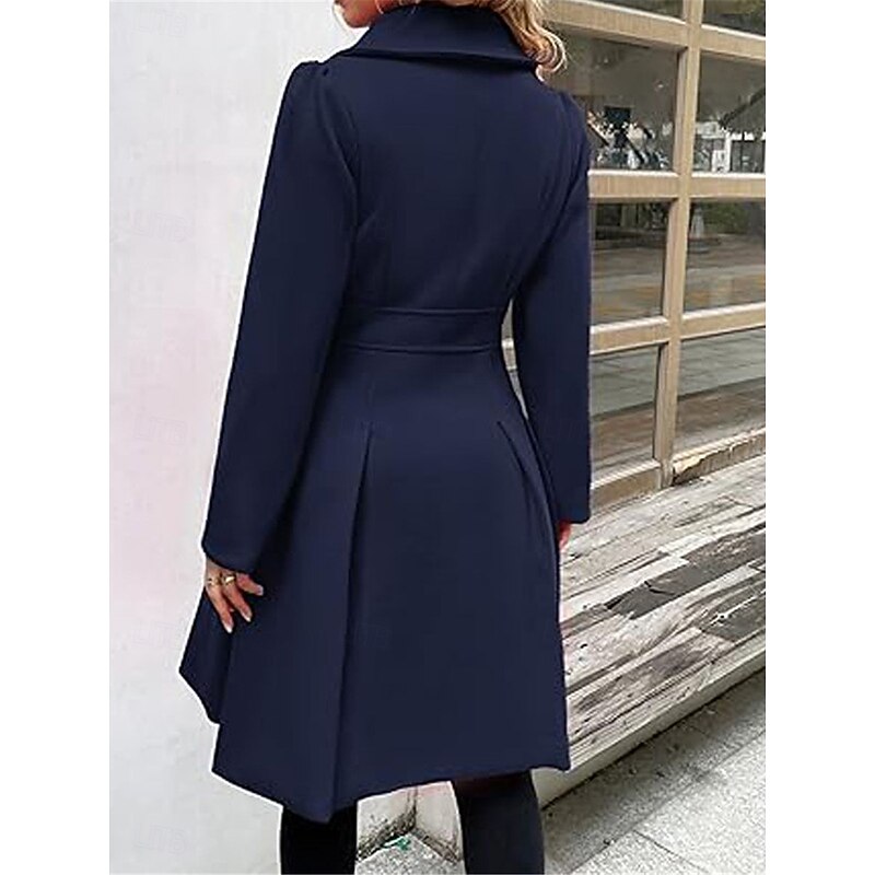 Women's Winter Coat Outdoor Street Daily Wear Fall Winter Long Coat Regular Fit Thermal Warm Breathable Stylish Casual Jacket Long Sleeve Plain with Pockets Pink Navy Blue Camel4