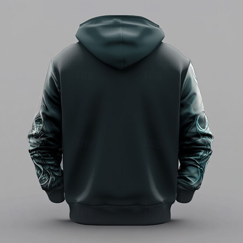 Men's Hoodie Blue Hooded Dragon 3D Print Cool Fall Winter Clothing Apparel Hoodies Sweatshirts2
