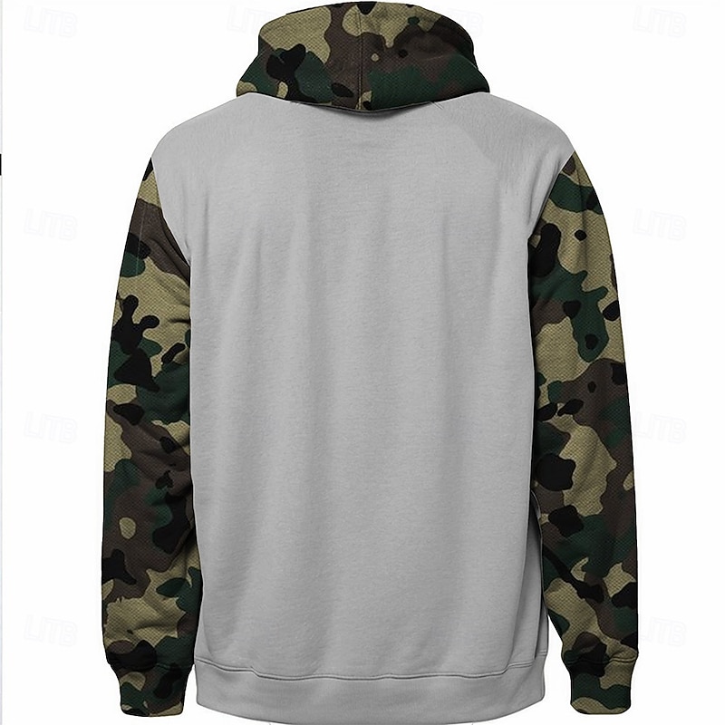 Men's American US Flag Skulls Hoodies Sweatshirt Daily Casual Long Sleeve Hooded Hunting Streetwear Gray Print Front Pocket Spring &  Fall Designer2