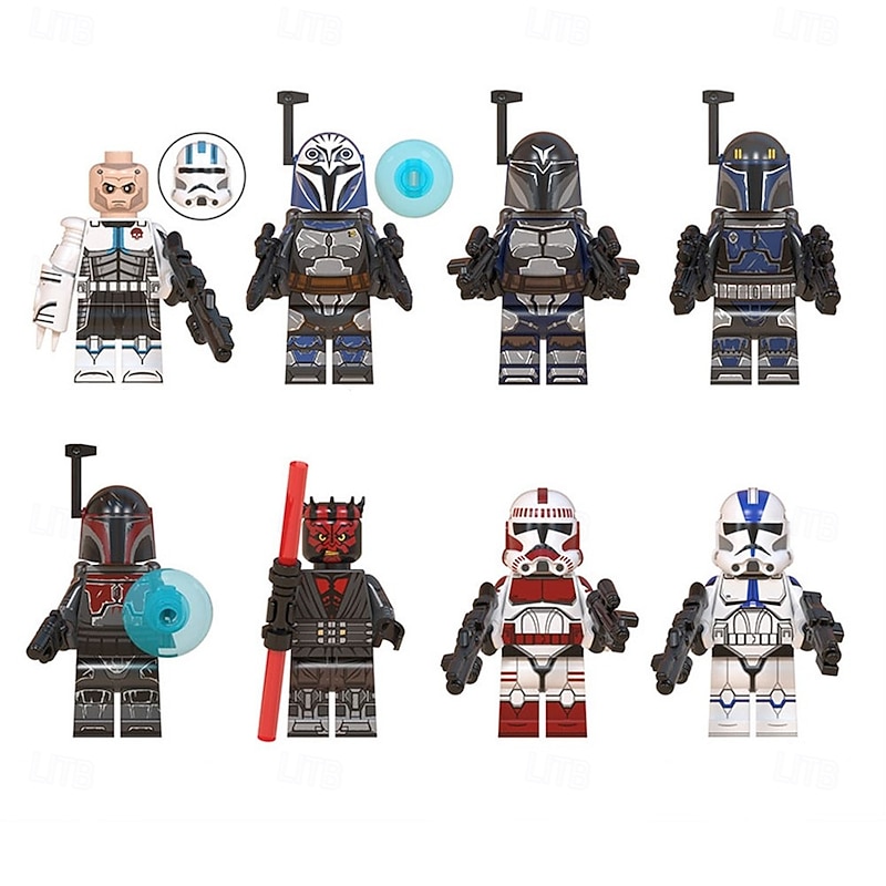 8PCS/Set Anime Mini Action Figures Building Blocks Bo Katan Miniature Figurines Toys