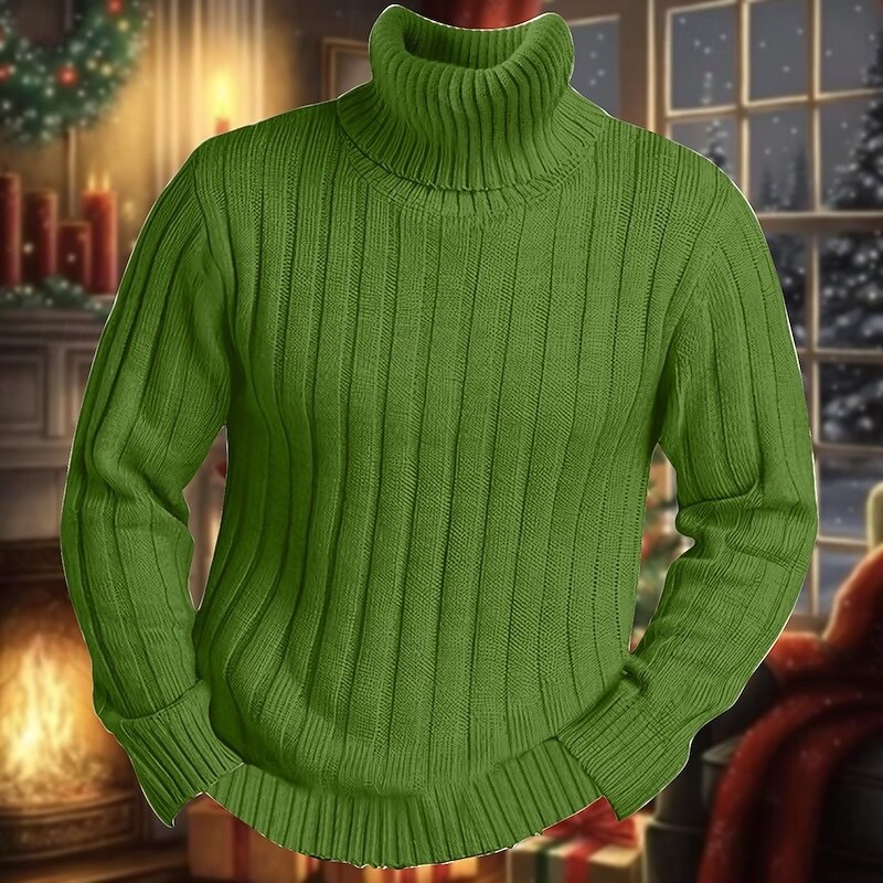 Men's Turtleneck Sweater Pullover Sweater Jumper Knit Sweater Mens Turtle Neck Jumper Ribbed Knit Regular Knitted Pit Plain Roll Neck Keep Warm Modern Contemporary Daily Wear Going out Clothing