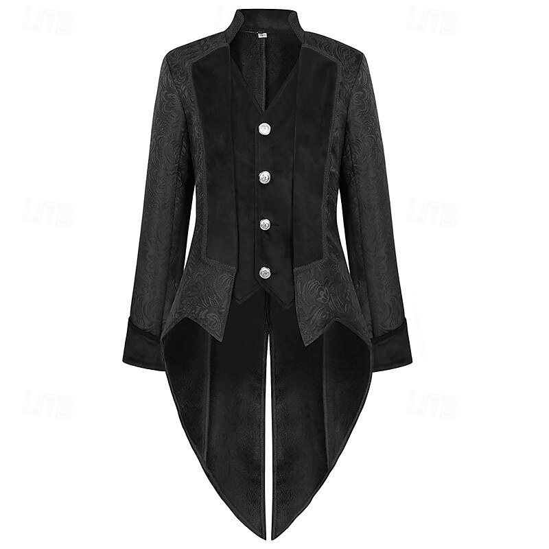 Punk & Gothic Medieval Renaissance Coat Jacket Tailcoat Prince Nobleman Fancy Dress Men's Steampunk Halloween Masquerade Event / Party Masquerade Adults' Coat3