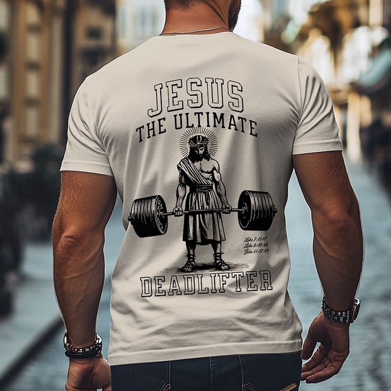Men's Jesus Faith T Shirt Short Sleeve T shirt 3D Print Crew Neck Shirt Fashion Athleisure Street Sports Outdoor Daily Black White Beige Summer Spring Clothing Apparel S M L XL XXL XXXL4