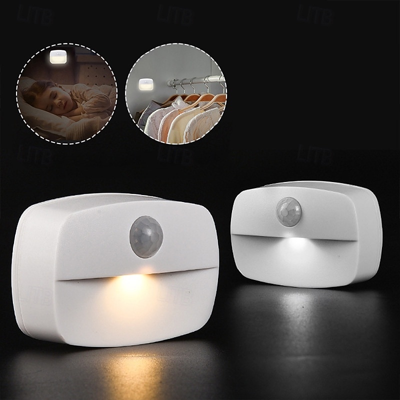 Motion Sensor Night Light LED Infrared Sensing Stair Light Wardrobe Cabinet PIR Night Light Drawer Bookcase Light Home Bedroom Lighting AAA Battery Powered2