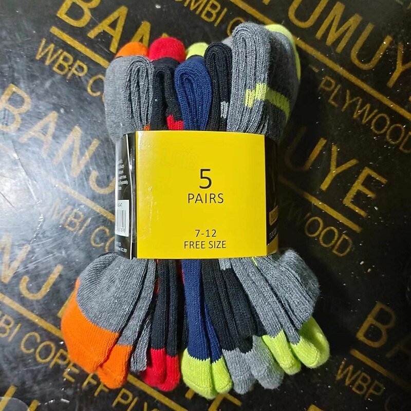 Men's 5 Pairs Multi Packs Socks Ankle Socks Crew Socks Running Socks Casual Socks Black Red Color Plaid / Striped / Chevron / Round Sports & Outdoor Daily Vacation Basic Medium Spring Fall Fashion4