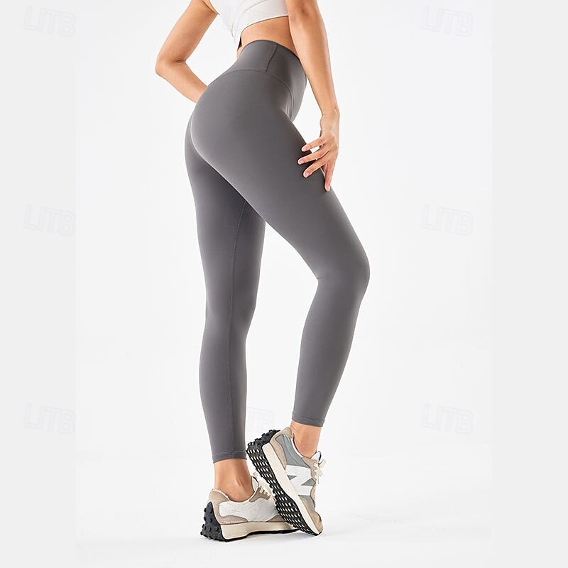 Women's Yoga Pants Yoga Leggings Hidden Waistband Pocket Butt Lift Tummy Control High Waist Pilates Gym Workout Workout Cropped Leggings Solid Color Yellow Red Blue Fall Winter Sports Activewear3