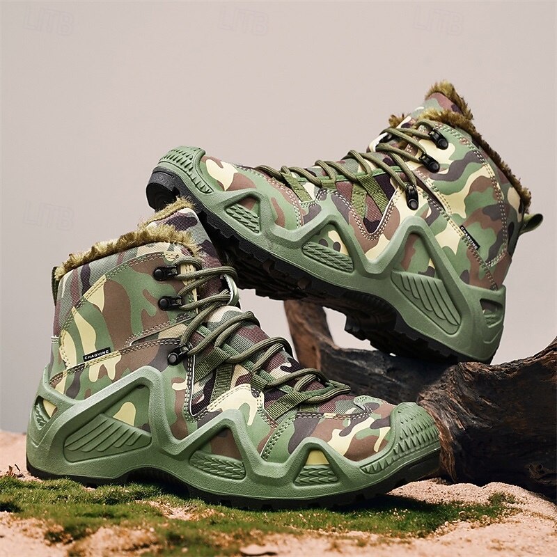 Men's Camouflage Winter Boots with Faux Fur Lining and Rugged Sole – Warm Outdoor Lace-Up Footwear for Cold Weather Hiking and Hunting4