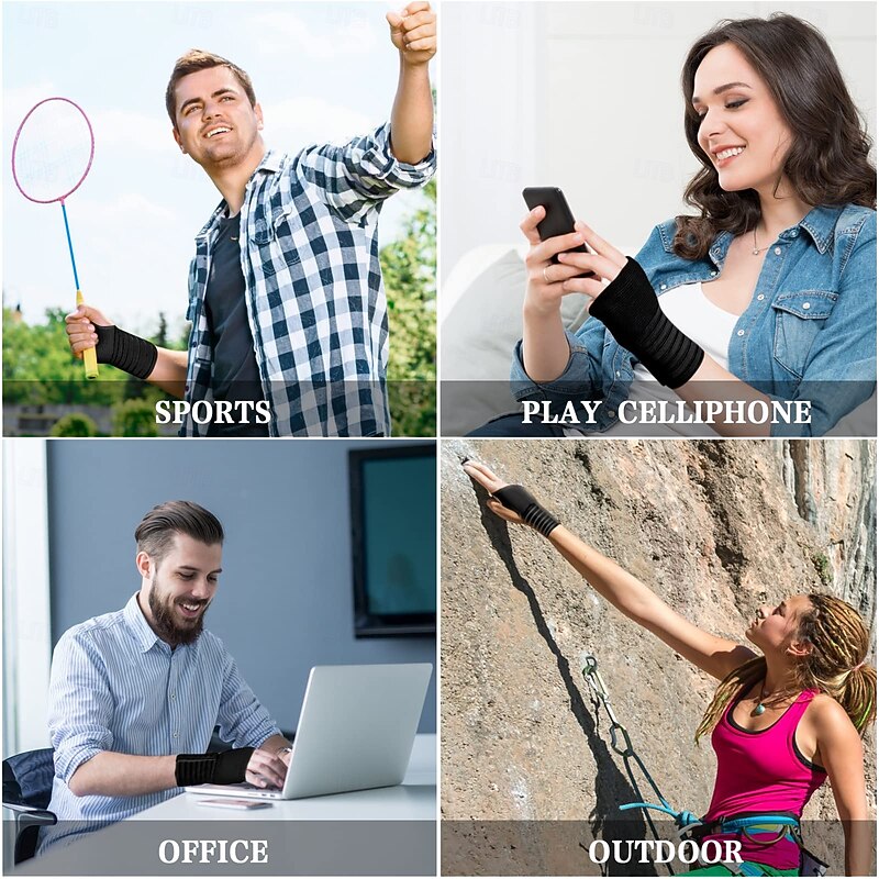 Wrist Brace, 2 Pack Elastic Wrist Support with Strap, Wrist Compression Wrap Adjustable Wrist Strap Relieves Wrist Pain, Tendonitis, Sports Use for Men and Women4