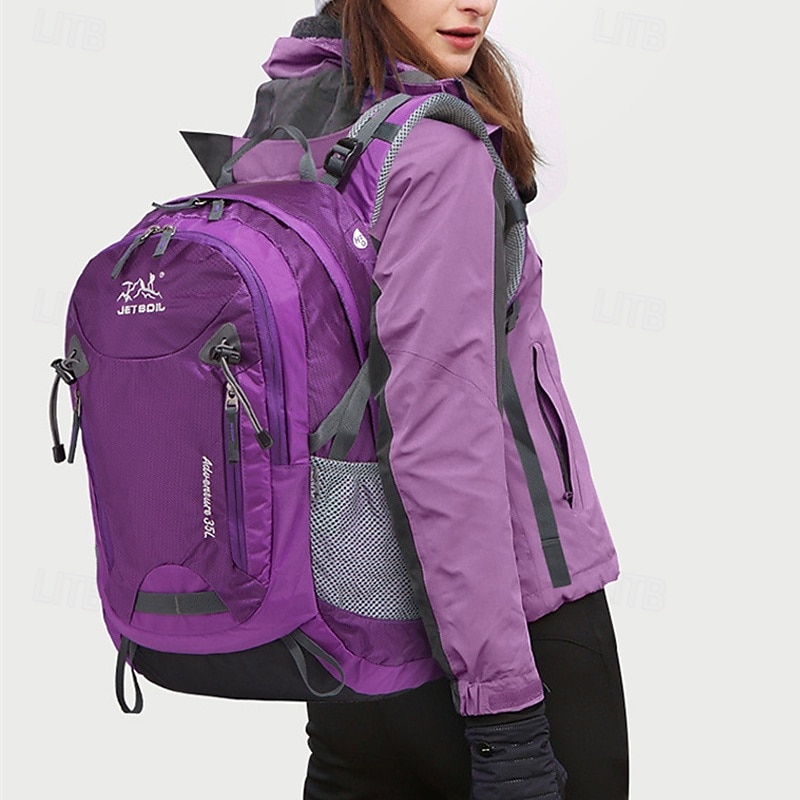 35 L Daypack Rucksack Zipper Multi Pocket Anatomic Design Wearable Durable Outdoor Hiking Camping Military Nylon Black Blue Purple2