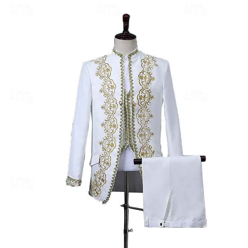 Retro Vintage Rococo Medieval Pants Suits & Blazers Waistcoat Prince Gentleman Aristocrat Fancy Dress Men's Event / Party Carnival of Venice Festival Adults Coat Vest Pants