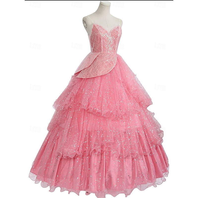 Witch Fairy Glinda Costume Petticoat Hoop Skirt Prom Dress Movie TV Theme Costumes Movie Cosplay for Women's Adults' Halloween Carnival Mardi Gras Performance Party Stage3