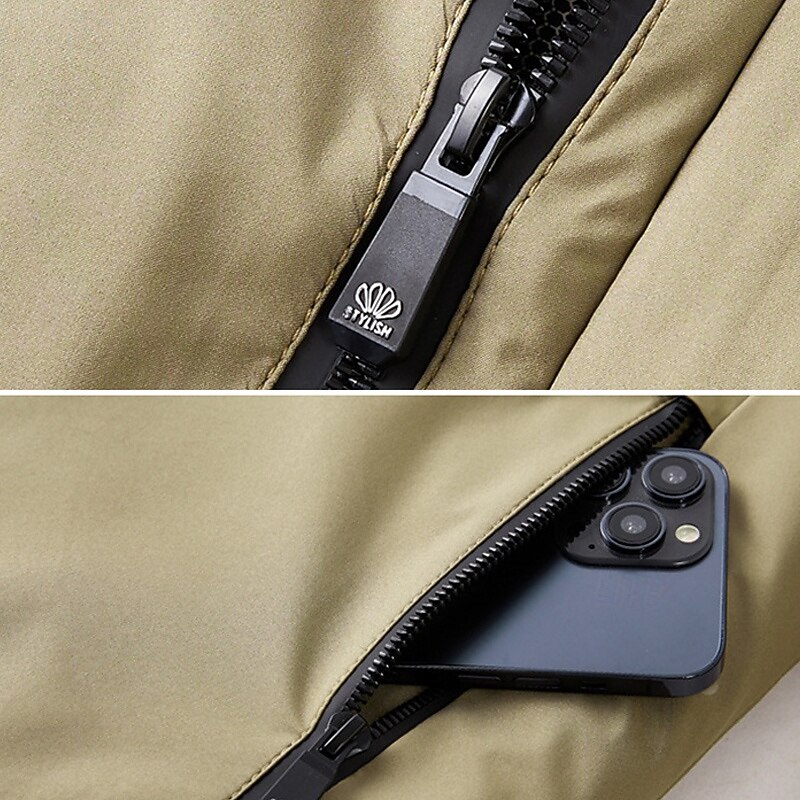 Men's Hiking Jacket Winter Outdoor Thermal Warm Fleece Lining Windproof Windbreaker Jacket Traveling Black Khaki Dark Blue4