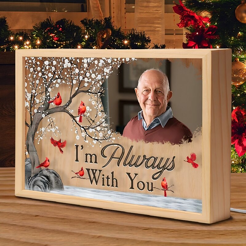 Personalized Photo Lamp I'm Always With You Personalized Photo Frame Lamp Christmas Memorial Gifts Custom for Loss of Mom Dad Grandapa Grandma Family4