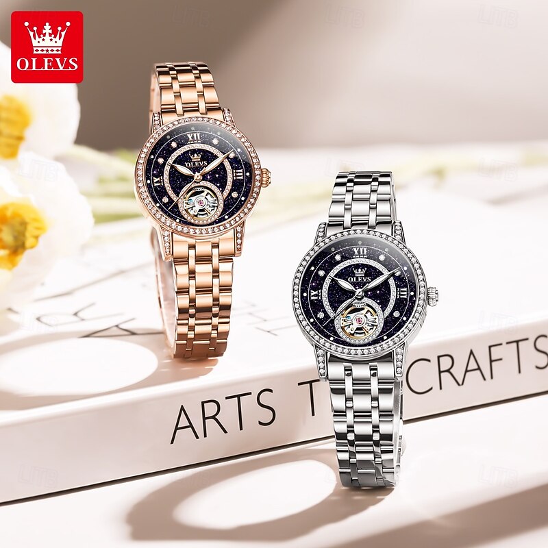 OLEVS Women Mechanical Watch Fashion Casual Wristwatch Automatic Self-winding Luminous Waterproof Decoration Alloy Watch2