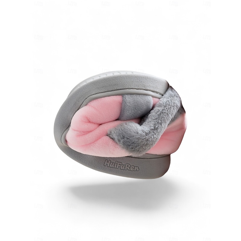Women's Pink and Gray Indoor Slippers with Cute Cat Design - Plush Lining, Non-Slip Sole, Perfect for Cozy Winter Comfort4
