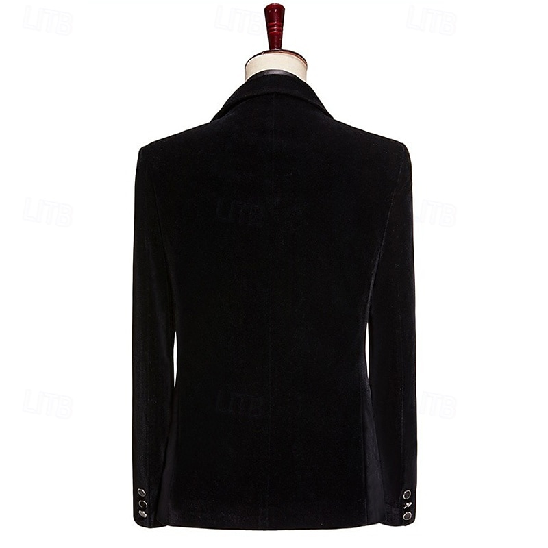 Men's Party Evening Wear Prom Suits Peaked Lapel Black Christmas Fashion Patchwork Standard Fit 2 Piece Single Breasted One-button4