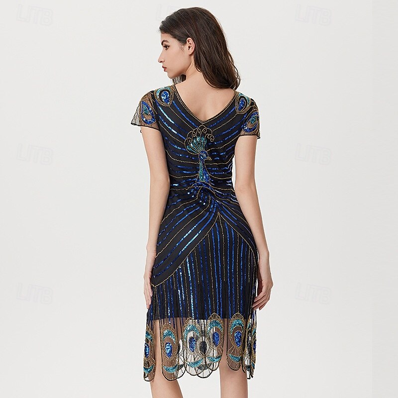 Roaring 20s 1920s Vacation Dress Flapper Dress Dress Masquerade The Great Gatsby Gentlewoman Wedding Guest Sequins Fancy Dress Women's Halloween Carnival Masquerade Wedding Wedding Guest Event / Party3