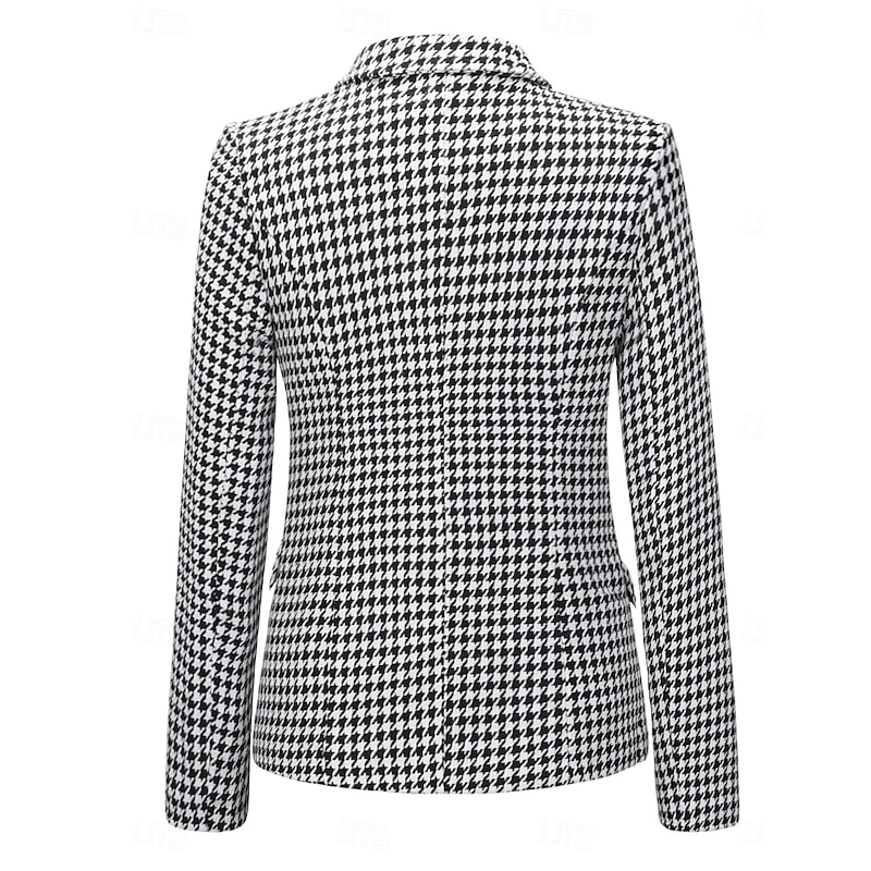 Women's Blazer Work Street Fall Winter Regular Coat Regular Fit Breathable Elegant Stylish Jacket Long Sleeve non-printing Solid Color Stripes and Plaid with Pockets White+Black Black Red3