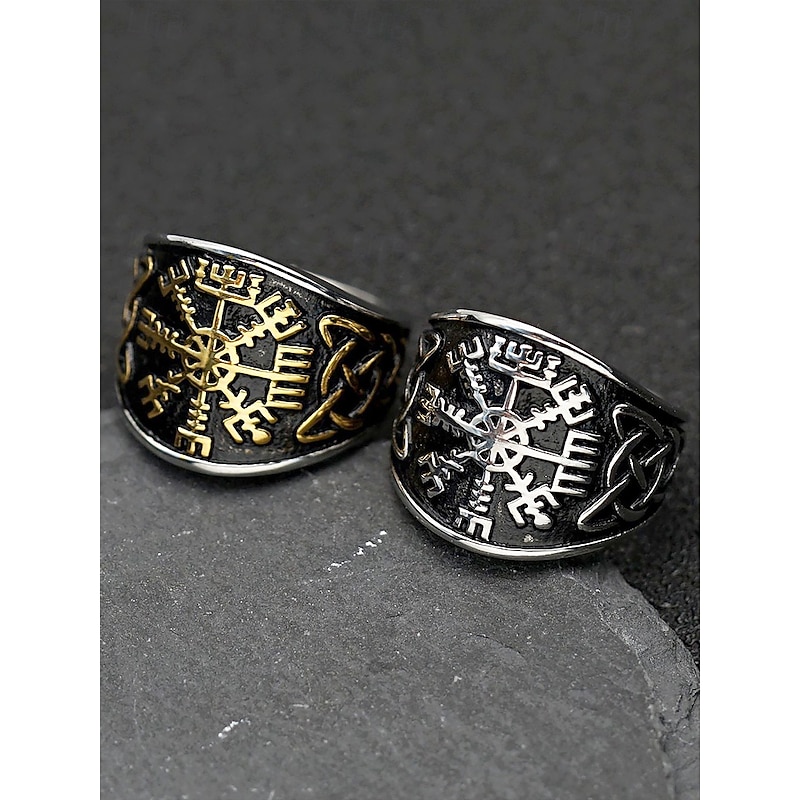 Men's Viking Rune Ring – Norse Mythology Inspired Stainless Steel Ring with Ancient Symbol Engravings, Perfect for Nordic Style and Spiritual Jewelry Lovers4