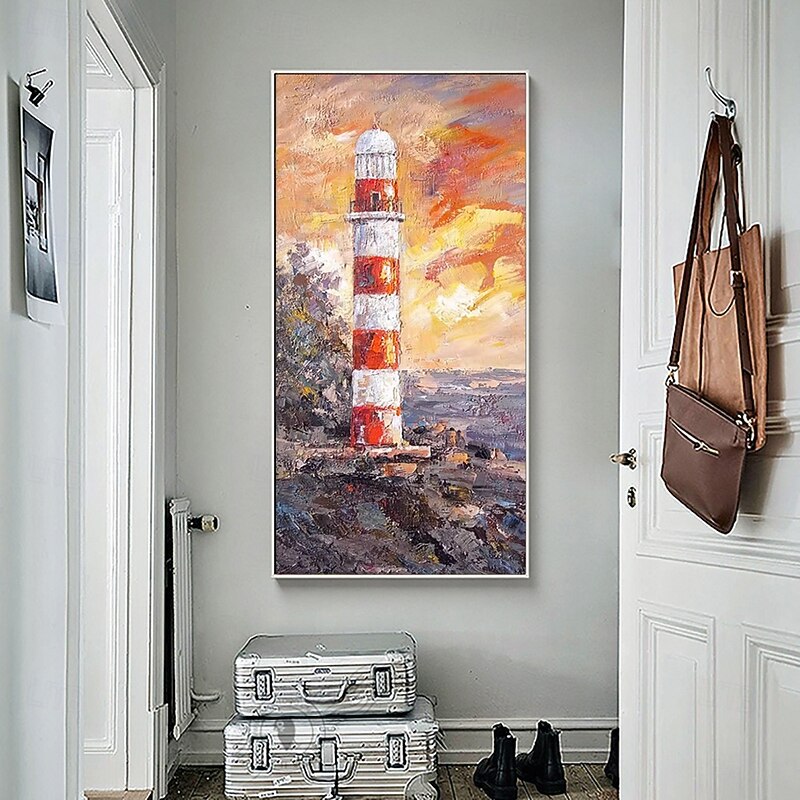 Handmade Oil Painting Canvas Wall Art Decoration Modern Landscape Lighthouse for Home Decor Rolled Frameless Unstretched Painting4