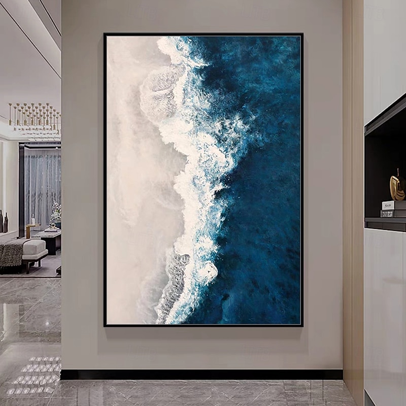 Mintura Handmade Seaside Beach Scenery Oil Paintings On Canvas Wall Art Decoration Modern Abstract Picture For Home Decor Rolled Frameless Unstretched Painting