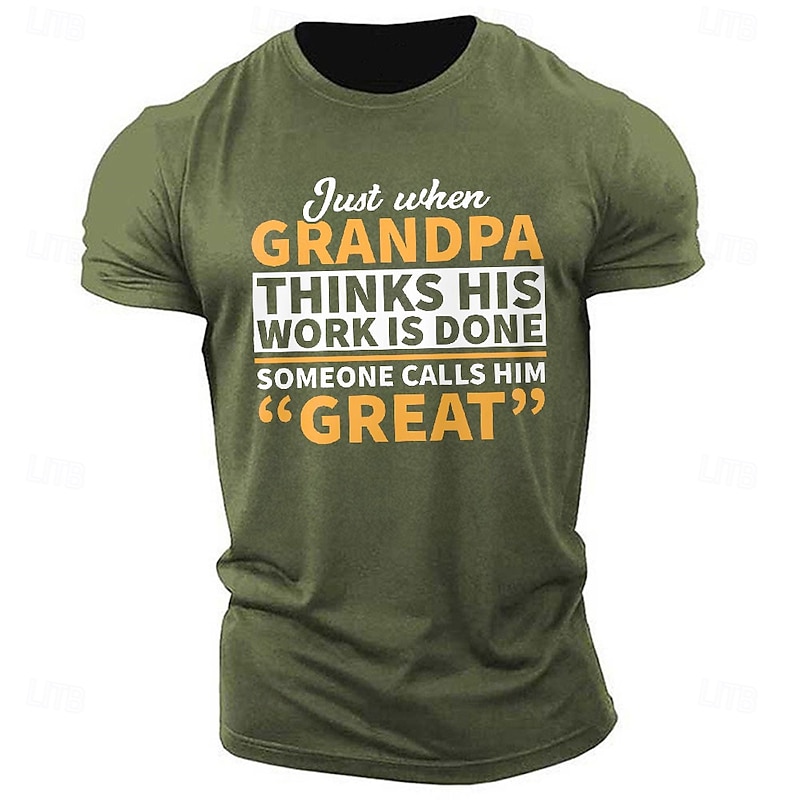 Men's Funny Letter Print Grandpa T Shirt Tee Top 100% Cotton Short Sleeve Graphic Shirt Black Army Green Dark Blue Comfortable Tee Street Sports Outdoor Fashion Designer Clothing