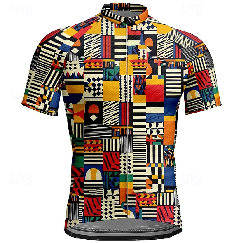 Men's Cycling Jersey Color Block Short Sleeve Bike Tee Tshirt Jersey with 3 Rear Pockets Mountain Bike MTB Quick Dry Anatomic Design Wicking Breathable Sports Wine Red Red Blue Clothing Apparel