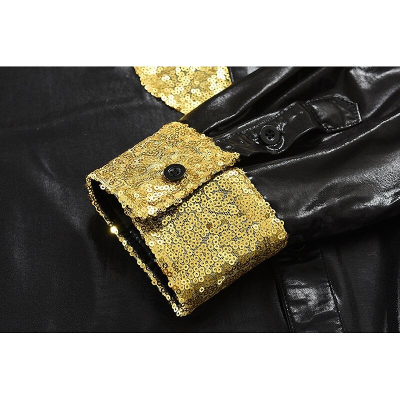 Retro Vintage 1970s 1980s Shirt Disco Shiny Metallic Sequin Fancy Dress Men's Carnival Costume Halloween Carnival Performance Party Club Adults' Shirt Fall & Winter4