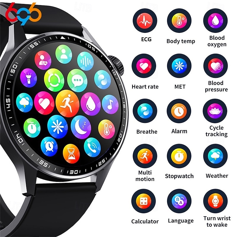 696 F210 Smart Watch 1.55 inch Smart Band Fitness Bracelet Bluetooth ECG+PPG Pedometer Call Reminder Compatible with Android iOS Men Hands-Free Calls Message Reminder IPX-0 48mm Watch Case3