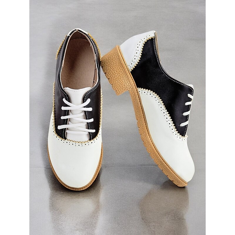 Women's 1920s Retro Two-Tone Brogue Oxford Shoes, Lace-Up Vintage Flat Faux Leather Shoes for Daily Wear and Gatsby Inspired Outfits3