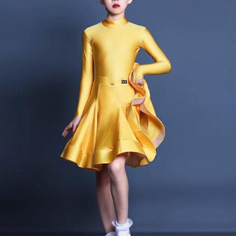 Kids' Dancewear Skirts Pure Color Girls' Performance Daily Wear Long Sleeve High Chinlon3