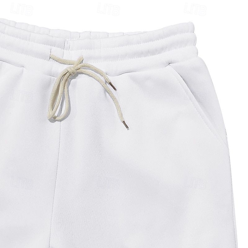 Men's Fleece Pants Sweatpants Joggers Trousers Cargo Sweatpants Pocket Drawstring Elastic Waist Plain Comfort Warm Sports Outdoor Daily Fashion Casual Black White Micro-elastic4