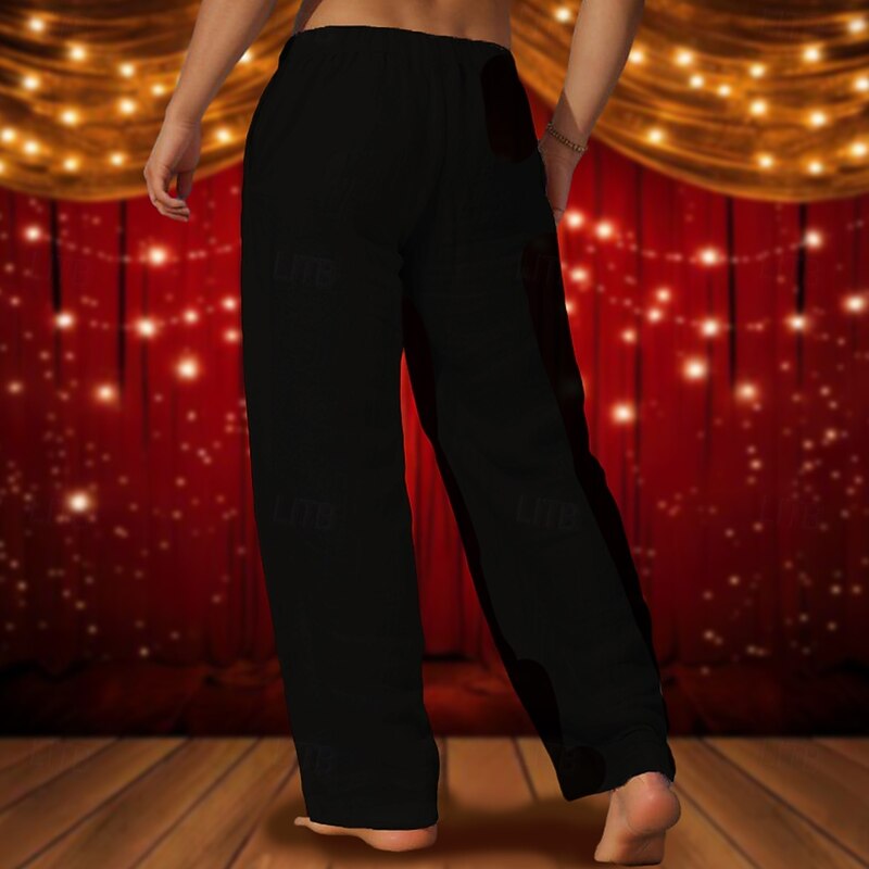 New Year Men's Happy New Year Pants Trousers Mid Waist Drawstring Elastic Waist Hawaiian Casual Outdoor Party Evening Wear Holiday Straight Leg Trousers Summer Spring Fall 3D Print Black2