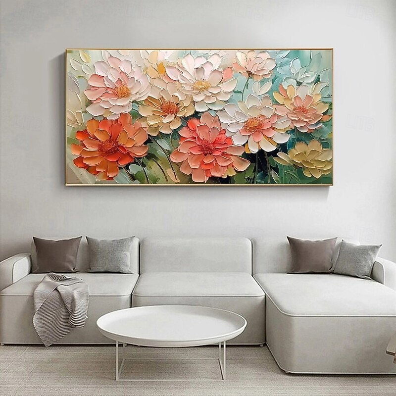Large hand painted Blooming Tulip Flower Spring oil painting  Thick Texture flower painting Handmade painting  Living Room Decor Original Oil Painting Artwork Canvas Knife Painting Christmas Day Gift4
